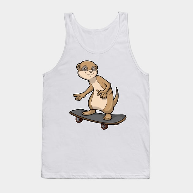 Meerkat as Skater with Skateboard Tank Top by Markus Schnabel